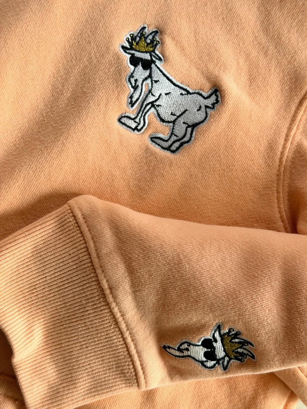 GOAT USA Peach Hoodie with Crowned Goat Patch - Size Youth XL
